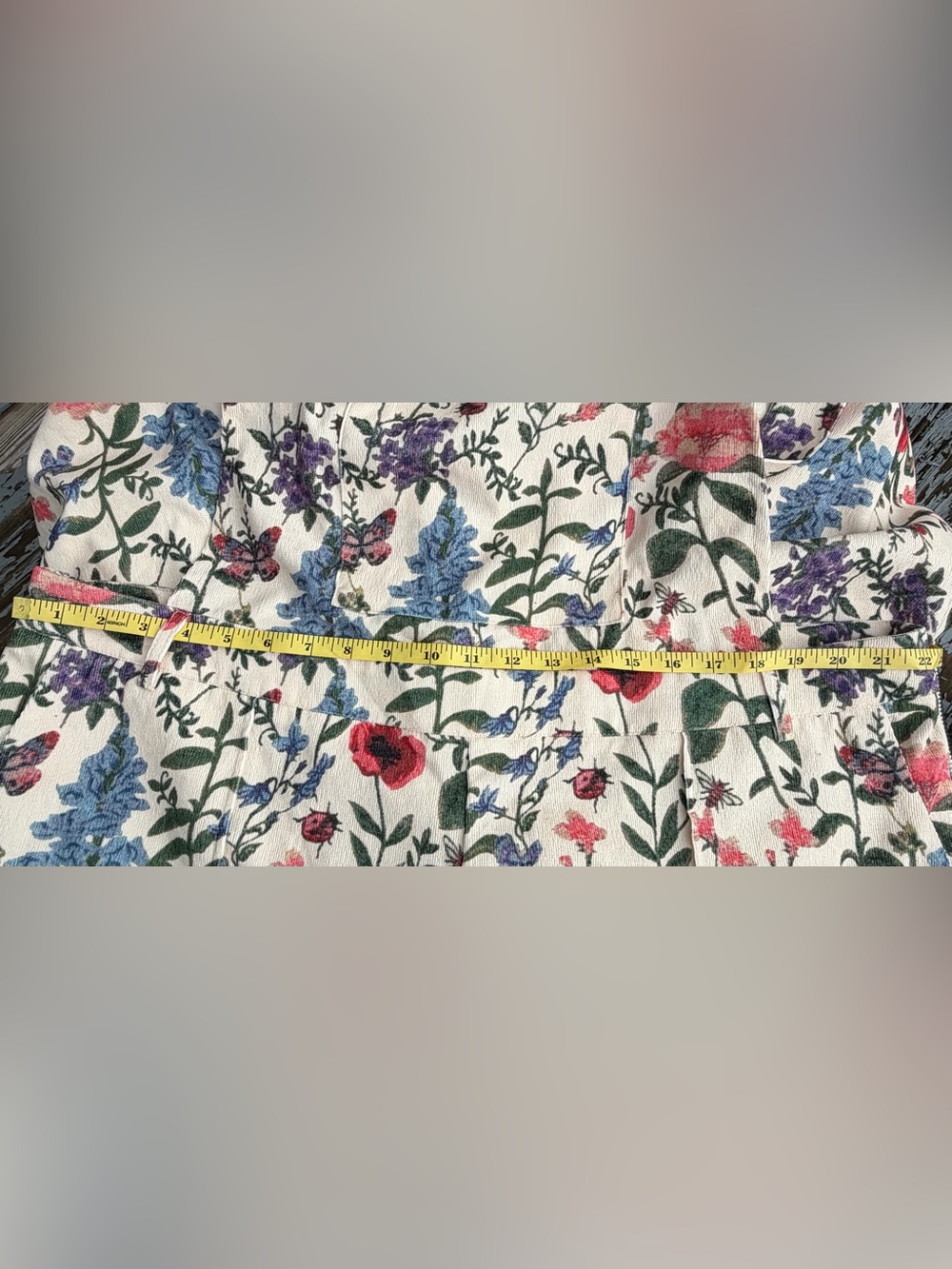 Cider Overalls Wide Leg 3XL Lightweight Corduroy Cream Floral & Bug Print - Picture 5 of 11